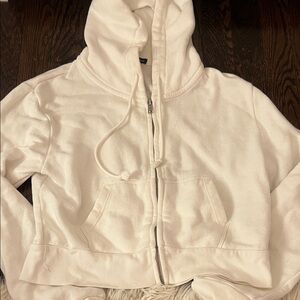 Brandy Melville white zip up sweatshirt